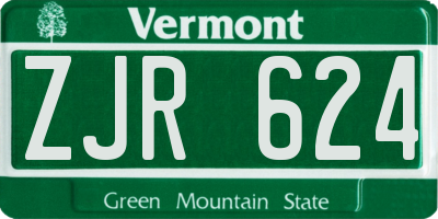 VT license plate ZJR624