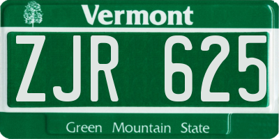 VT license plate ZJR625