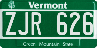 VT license plate ZJR626
