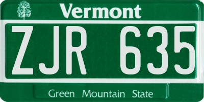 VT license plate ZJR635
