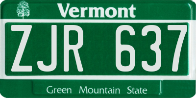 VT license plate ZJR637