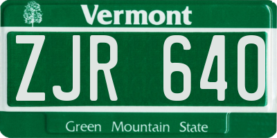 VT license plate ZJR640