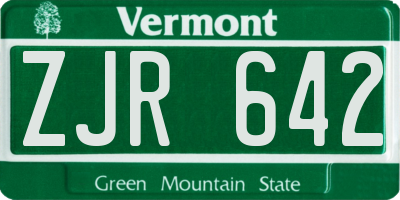 VT license plate ZJR642
