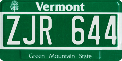 VT license plate ZJR644