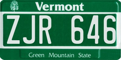 VT license plate ZJR646