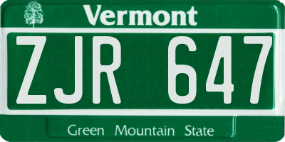 VT license plate ZJR647
