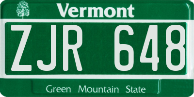 VT license plate ZJR648