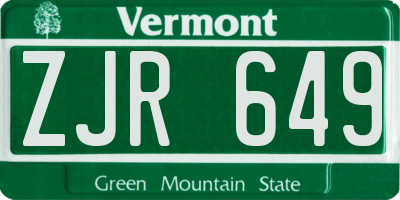 VT license plate ZJR649