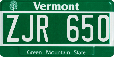 VT license plate ZJR650