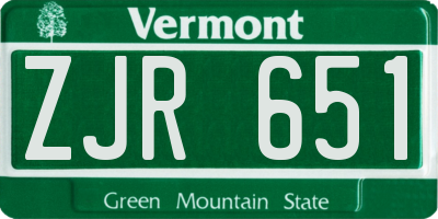 VT license plate ZJR651