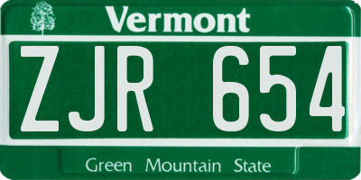 VT license plate ZJR654