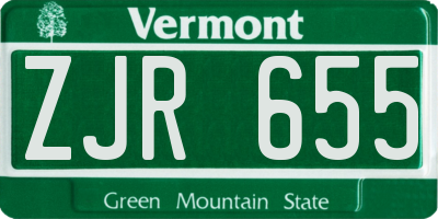 VT license plate ZJR655