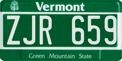 VT license plate ZJR659