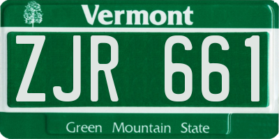 VT license plate ZJR661