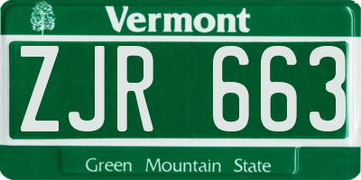 VT license plate ZJR663