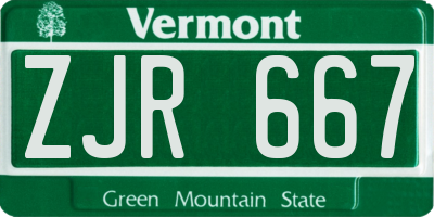 VT license plate ZJR667