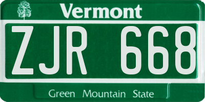 VT license plate ZJR668