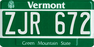 VT license plate ZJR672