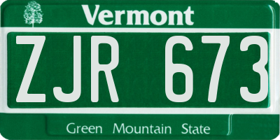 VT license plate ZJR673