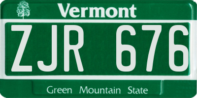 VT license plate ZJR676