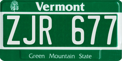 VT license plate ZJR677