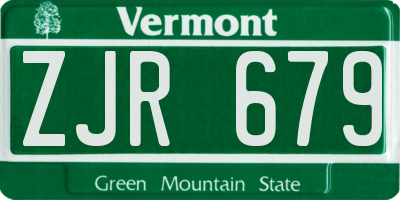 VT license plate ZJR679