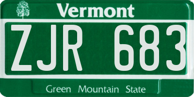 VT license plate ZJR683