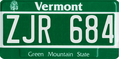 VT license plate ZJR684