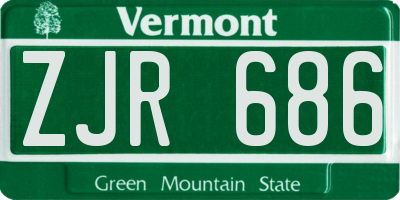 VT license plate ZJR686