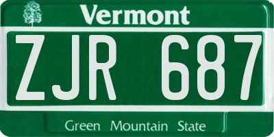 VT license plate ZJR687