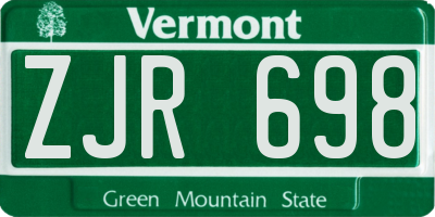 VT license plate ZJR698