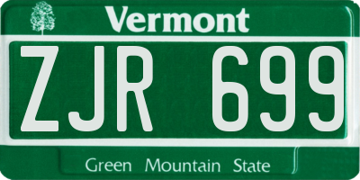 VT license plate ZJR699