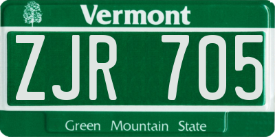 VT license plate ZJR705