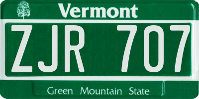 VT license plate ZJR707
