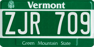 VT license plate ZJR709