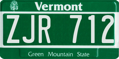 VT license plate ZJR712