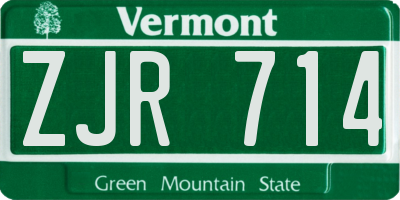 VT license plate ZJR714