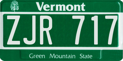 VT license plate ZJR717