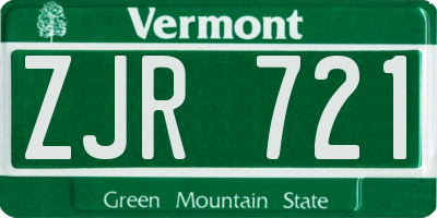VT license plate ZJR721