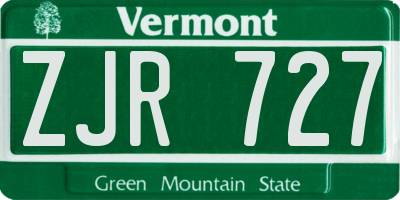 VT license plate ZJR727