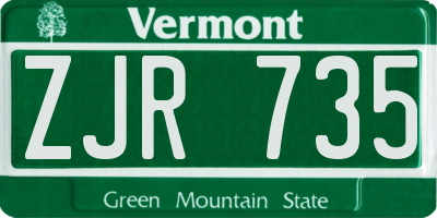 VT license plate ZJR735