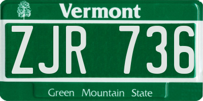 VT license plate ZJR736