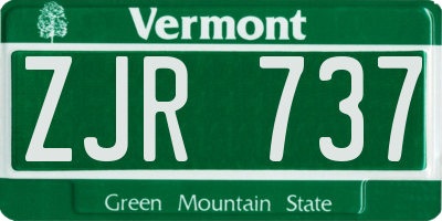 VT license plate ZJR737