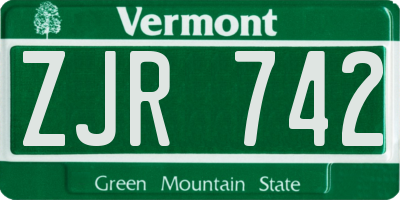 VT license plate ZJR742