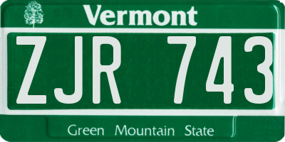 VT license plate ZJR743