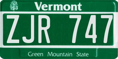 VT license plate ZJR747