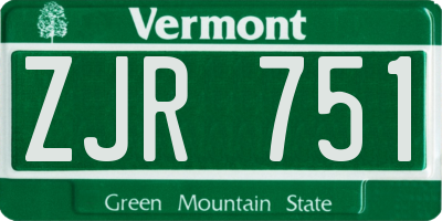 VT license plate ZJR751