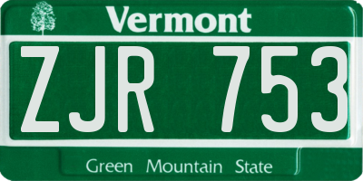 VT license plate ZJR753