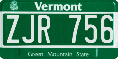 VT license plate ZJR756