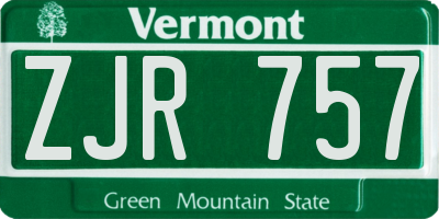 VT license plate ZJR757